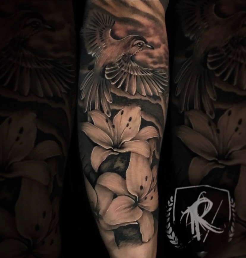 Dove & Lilies — Forearm Sleeve