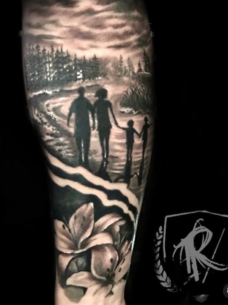 Family Silhouette Landscape — Forearm