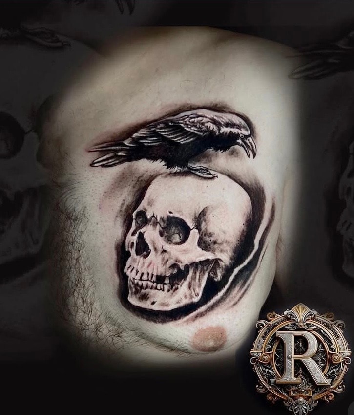 Skull & Raven — Chest Piece